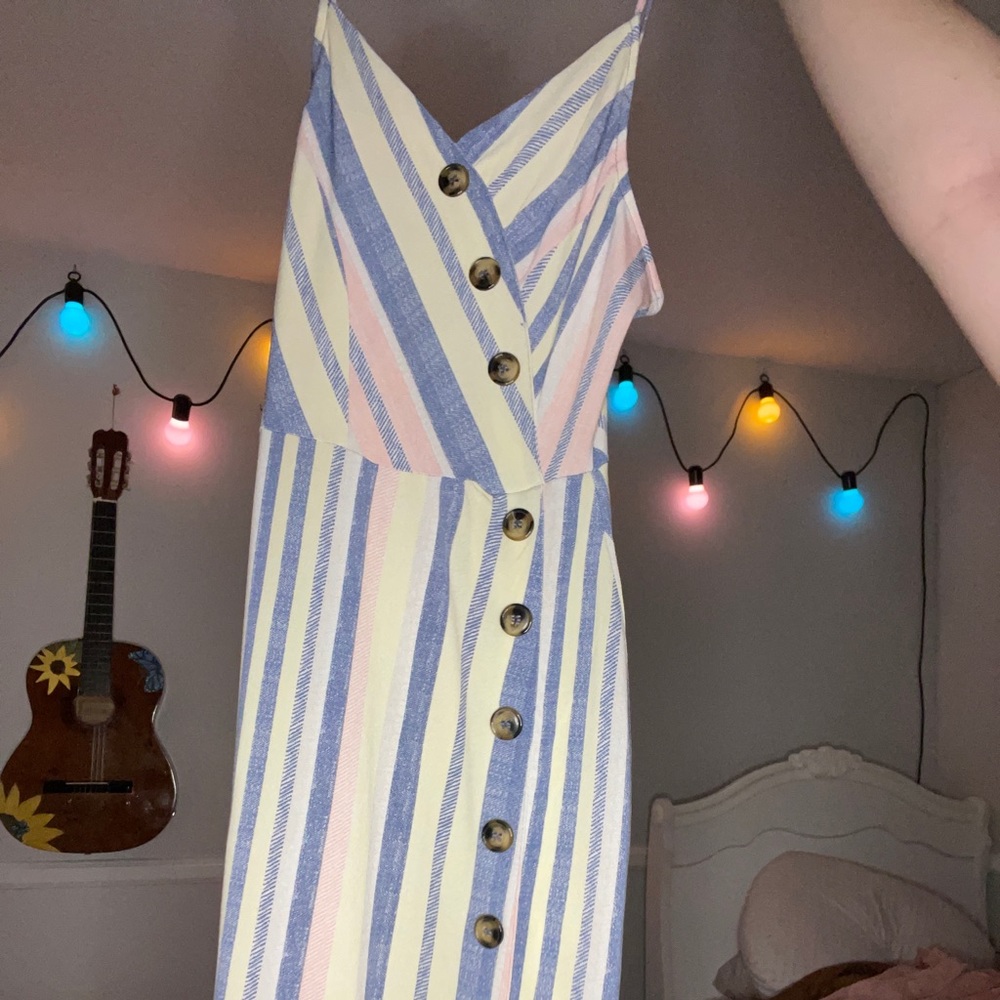 Long pastel multicolored sundress